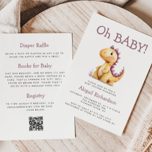 Oh Bébé Dinosaure Orange Violet Mignon Invitation