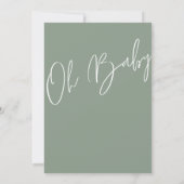 Oh Bébé Dusty Green Invitation de douche simple (Dos)