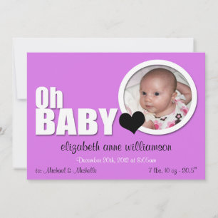 Oh bébé, Faire-part de naissance photo moderne vio