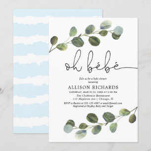 Oh bebe Frans thema blauwe zwarte witte jongen bab Kaart