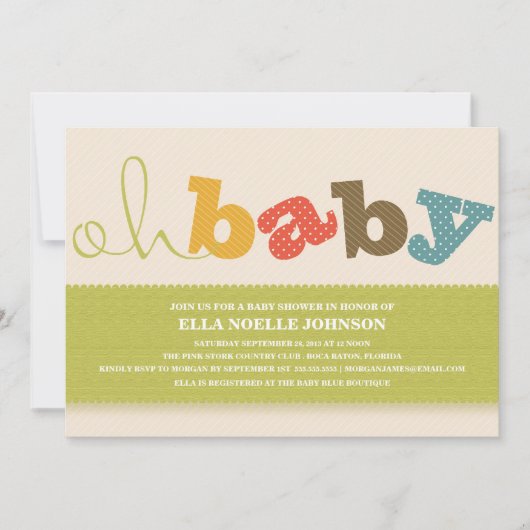 OH BÉBÉ ! | INVITATION DE BABY SHOWER COLORÉ (Devant)