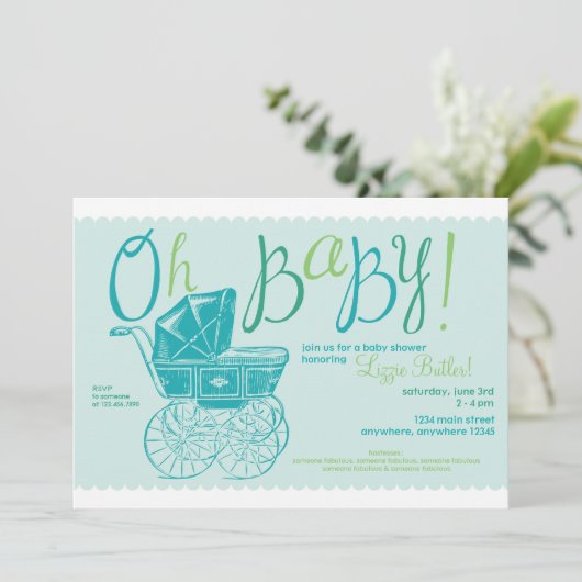 "Oh bébé !" invitation de partie de douche de (Debout devant)