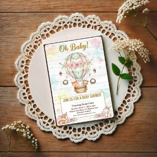 Oh Bébé Invitation pour Baby Shower Montgolfière