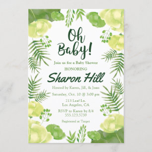Oh bébé ! Invitation tropical floral vert de baby