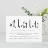 Oh bébé jumeau baby shower invitation (Debout devant)