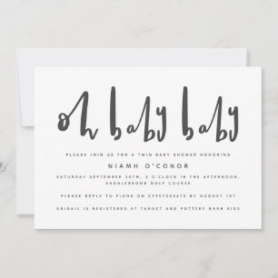 Oh bébé jumeau baby shower invitation