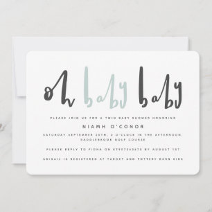 Oh bébé jumeau baby shower invitation