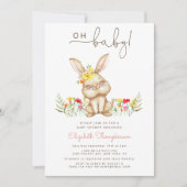 Oh bébé lapin baby shower fille Invitation (Devant)