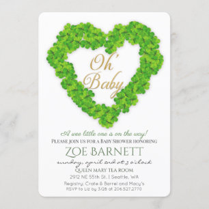 Oh Bébé Trèfle Chanceux Invitation Baby Shower