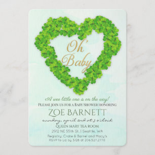 Oh Bébé Trèfle Chanceux Invitation Baby Shower