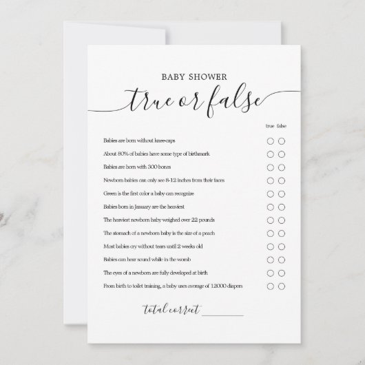 Oh Bébé vrai ou faux jeu Baby shower carte (Devant)