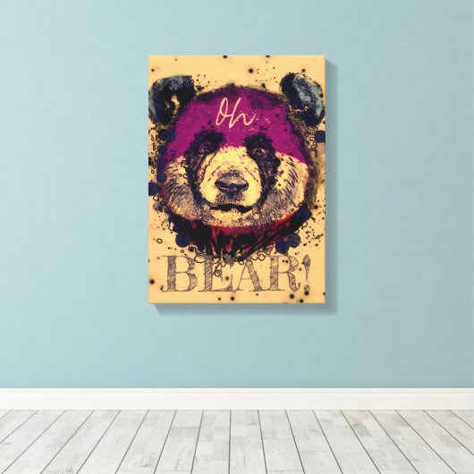 "OH-BEER" | Funny Cool Panda Canvas Afdruk (Insitu (Houten vloer))