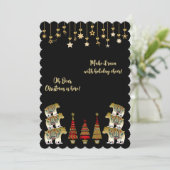 Oh Beer Kerstmis hier is mousserende gouden pine b Feestdagenkaart (Staand voorkant)