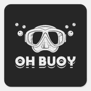 Oh boei duiken duiker oceaan diep Zee grappig Vierkante Sticker