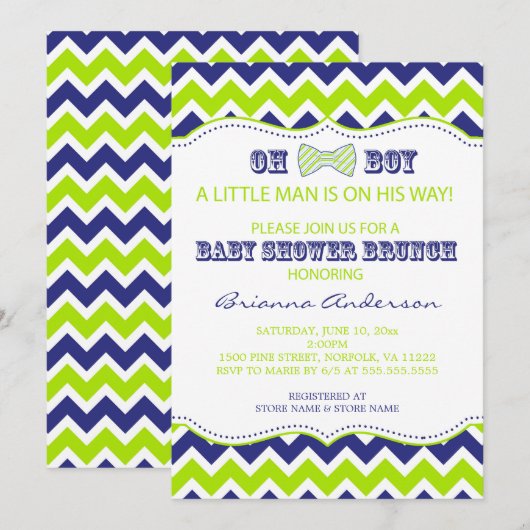 OH BOW Bow Cravate Baby shower Invitation (Devant / Derrière)