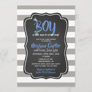 Oh Boy a Little Man Baby shower Blue Invitations Kaart