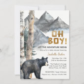 Oh Boy Adventure Begin | Beer & Berk Baby shower Kaart (Voorkant)