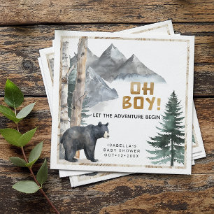 Oh Boy Adventure Begin Beer & Berk Baby shower Servet