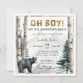 Oh Boy Adventure Begin | vierkant Beren Baby showe Kaart (Voorkant)