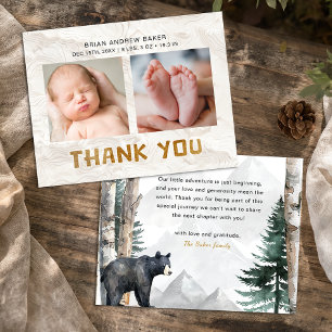 Oh Boy Adventure Begin Woodland Beer Baby shower Bedankkaart