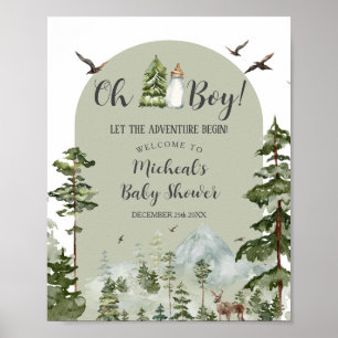 Oh Boy Adventure Pine Forest Baby shower Welkom Poster