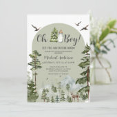 Oh Boy Adventure Pine Forest Christmas Baby shower Kaart (Staand voorkant)