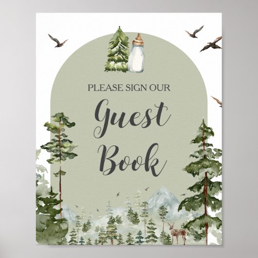 Oh Boy Adventure Pine Forest Gastboek Poster (Voorkant)