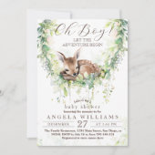 Oh Boy Adventure Woodland Green Baby shower Kaart (Voorkant)