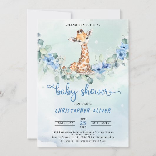 Oh boy! Baby Giraffe Baby shower Kaart (Voorkant)