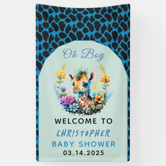 Oh boy! Baby Giraffe Baby shower Spandoek (Verticaal)