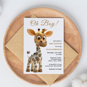 Oh Boy Baby Giraffe Schattige Boy Baby shower Kaart