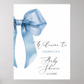 Oh Boy baby shower Blue Bow Welkom Poster (Voorkant)