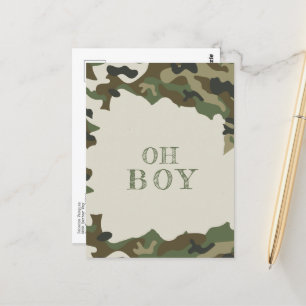 Oh Boy Baby shower Green Camo Uitnodiging