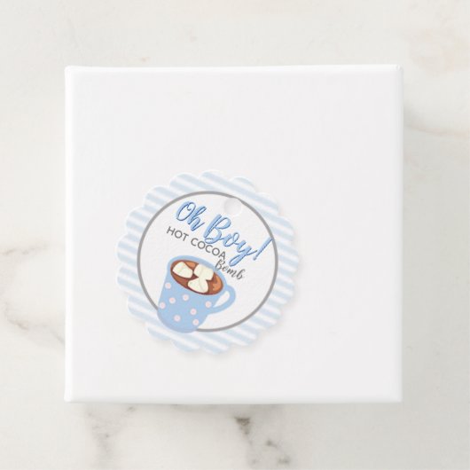 Oh Boy Baby shower | Heet cacaobomb Bedankjes Labels (In situ)