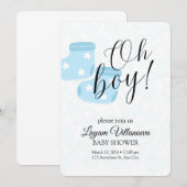 "Oh Boy" Baby Shower Invitation Kaart (Voorkant / Achterkant)