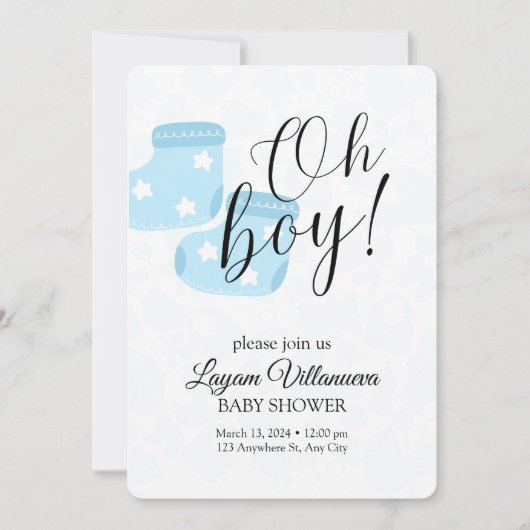"Oh Boy" Baby Shower Invitation Kaart (Voorkant)