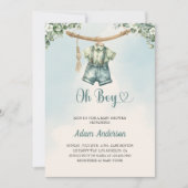 Oh Boy Baby shower Invite - Waterverf Boy Outfit Kaart (Voorkant)