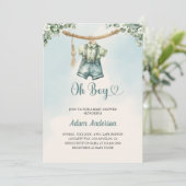Oh Boy Baby shower Invite - Waterverf Boy Outfit Kaart (Staand voorkant)