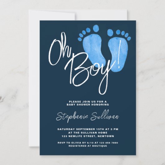 Oh Boy Baby shower Kaart (Voorkant)