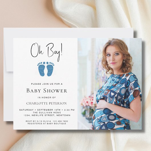 Oh Boy Baby shower Photo Invitation