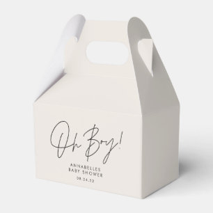Oh Boy Baby shower Script Cream Neutraal Elegant Bedankdoosjes