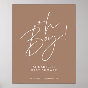 oh Boy baby shower script modern bruin elegant Poster