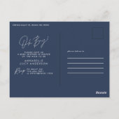 Oh Boy Baby shower Script Navy Blue Elegant Briefkaart (Achterkant)