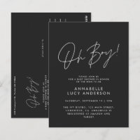 Oh Boy Baby shower Script Zwart Elegant