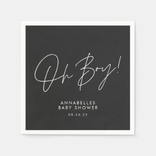 oh boy Baby shower tekst zwart elegant  Servet