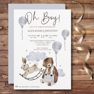 Oh Boy  Baby shower Uitnodiging