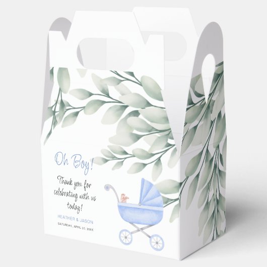 Oh Boy Baby Stroller en Mobiele Shower Bedankdoosjes (Geopend)