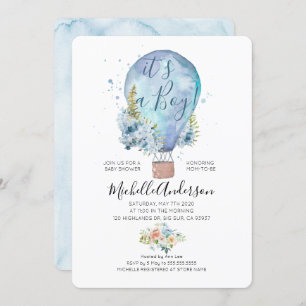 Oh Boy Balloon Baby shower Invitation