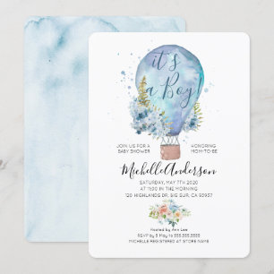 Oh Boy Balloon Baby shower Invitation Kaart