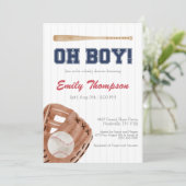 Oh Boy Baseball Baby shower Invitation (Debout devant)